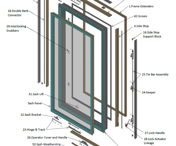 H3 Fusion Tech Casement Windows Parts Identification (Hurd and Sierra R&R Windows & Doors
