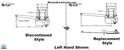 109 Operator -Short Arm (7 1/2) White / Left Casement Window Parts
