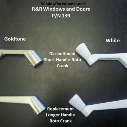 Casement and Awning Operator Handle. Color White Goldtone and Bronze. Known Part Numbers: 139, 45054 31
