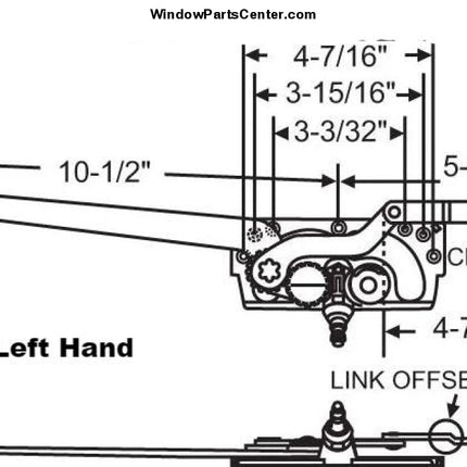 152 Casement Operator Entrygard Dual Arm Left Hand / Link Offset Down Window Parts