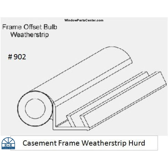 902 AmesburyTruth Offset Kerf Mounted  Foam Filled Seal Window Weather Strip. Color Gray, Part # 902, 020546, 12029