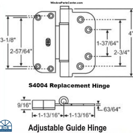 S4002 Hoppe 2-D Horizontal Adjustable Door Hinge - Guide S4004 / Bright Brass