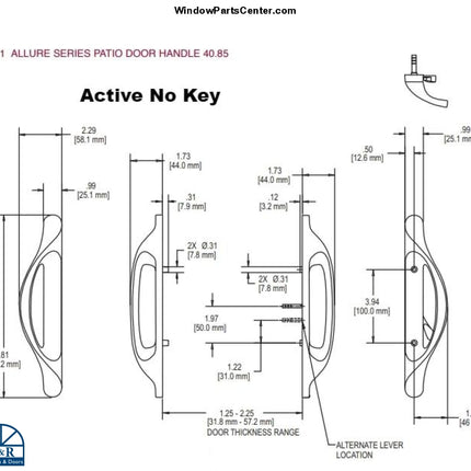 S4202 Amesbury Truth Allure Series Gliding Door Handle Sets White / Active No Key Handle Set