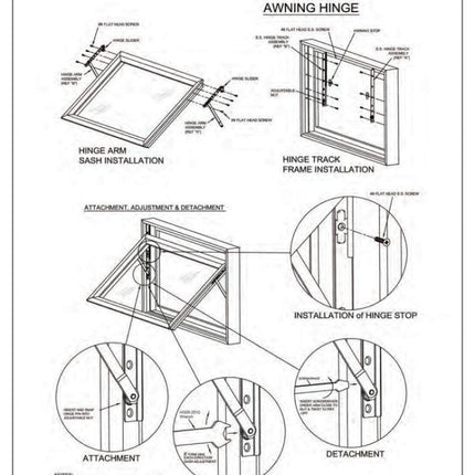 Ss10003 - Roto North America Hg05 10 Adjustable Hinge Kit For Casement Windows Window Parts