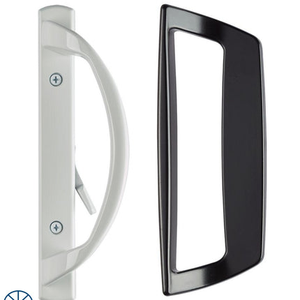 SS30002 - Amesbury Truth 2998 Series Bottom Lever Mounting Flushmount Sliding Patio Door Handle Set. Color White Interior and Black Exteiror,. Hurd SuperSeal Sierra Pacfiic
