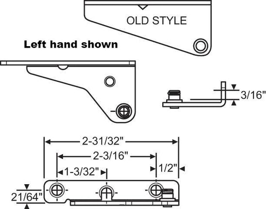 Part Number: 123  Amesbury Truth Casement Sash Bracket Old Style Sash Bracket Clip On Type (no set ring) For: Split Arm Operator Known Part Number Stamped On Left Hand L 07868