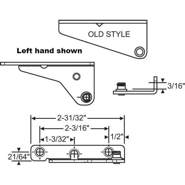 Part Number: 123  Amesbury Truth Casement Sash Bracket Old Style Sash Bracket Clip On Type (no set ring) For: Split Arm Operator Known Part Number Stamped On Left Hand L 07868