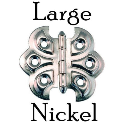 Historical Embossed Butterfly Cabinet Hinge.  Size large. Color nickel