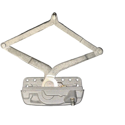 222 - Amesbury Truth Awning Encore Narrow Sill Mounted Operator. Open position with stainless steel arms 