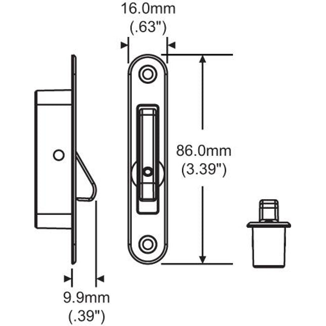 346 Angel Ventlock Face Fixed Single Action WOCD - Window Operating Control Devise factory CAD drawing with dimensions 
