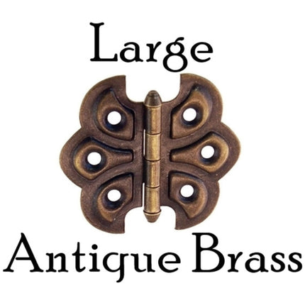 Historical Embossed Butterfly Cabinet Hinge. Size large. color antique brass