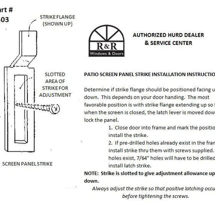 503 - Sliding Screen Door Keeper/Anti-Rattle Package - Old Style