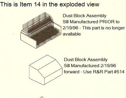 514 Old Style - Dust Block For Hurd Sliding Patio Door Prior 1996