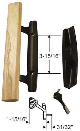 554 Sash Controls Sliding Patio Door Handle Set .812 tail color black