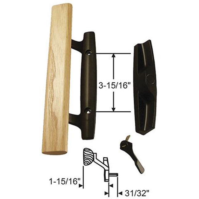 554 Sash Controls Sliding Patio Door Handle Set .812 tail color black