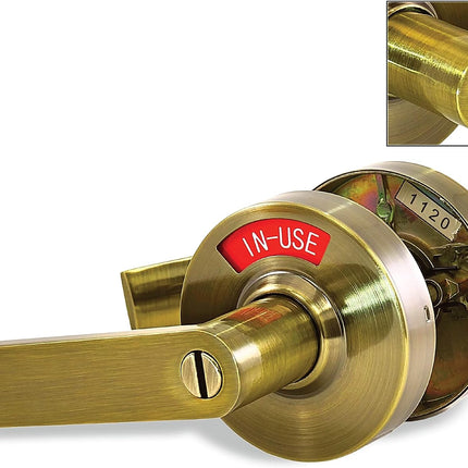 ADA Door Lock with Indicator in Antique Brass - Left-Handed