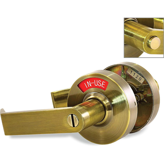 ADA Door Lock with Indicator in Antique Brass - Left-Handed