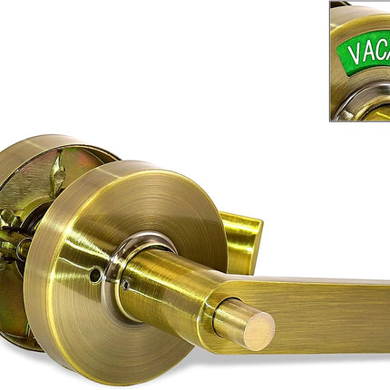 ADA Door Lock with Indicator in Antique Brass - Left-Handed