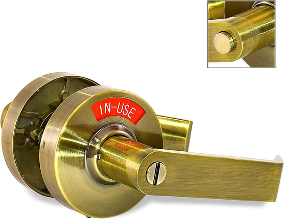ADA Door Lock with Indicator in Antique Brass - Right-Handed commercial heavy duty handle set