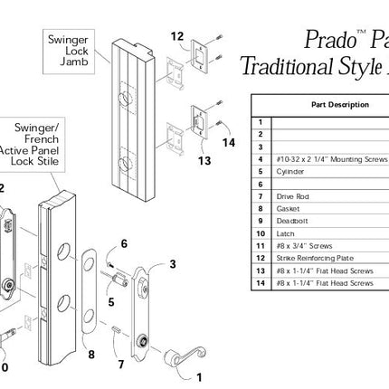 852 - Handle Set 6 inch Center to Center Bore