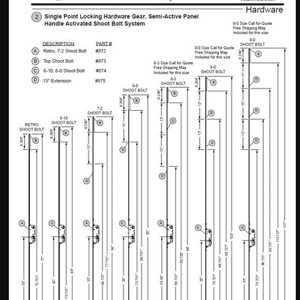 872-873-874-875 - GU Semi Active Shoot Bolt (for HURD 2006 to Current Product)