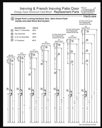 872-873-874-875 - GU Semi Active Shoot Bolt (for HURD 2006 to Current Product)