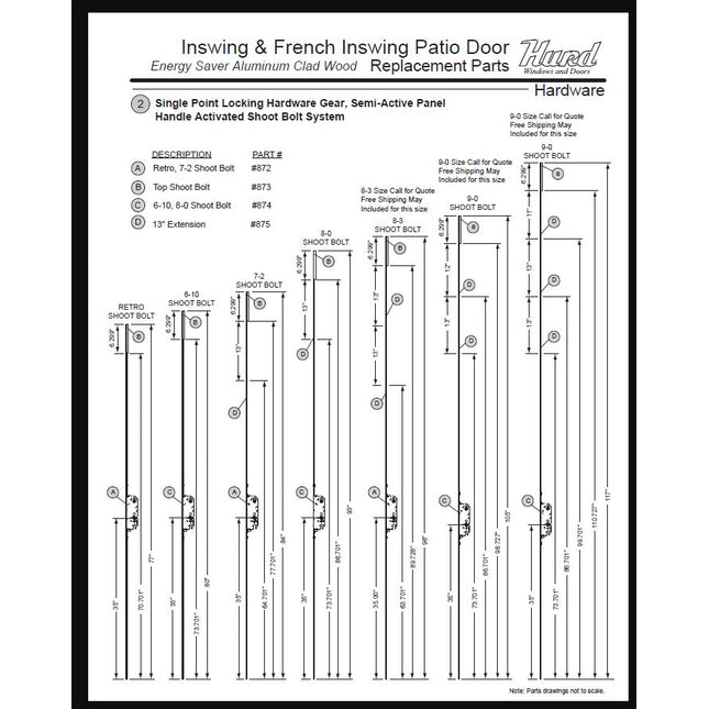 872-873-874-875 - GU Semi Active Shoot Bolt (for HURD 2006 to Current Product)
