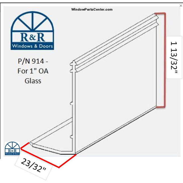 914 1" Snap-In-Vinyl  Glazing Bead