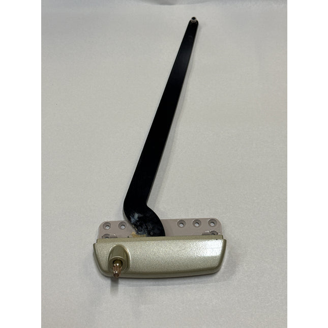 Casement window black straight arm crank operator in goldtone finish right hand on  white background Amesbury truth brand window part 