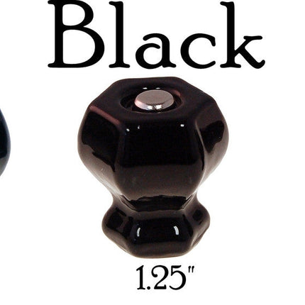 Glass knob, Hexagon Shaped cabinet pulls. Color black. Sizes Large 1.5 inch, medium 1.25 inch and 1 inch.
