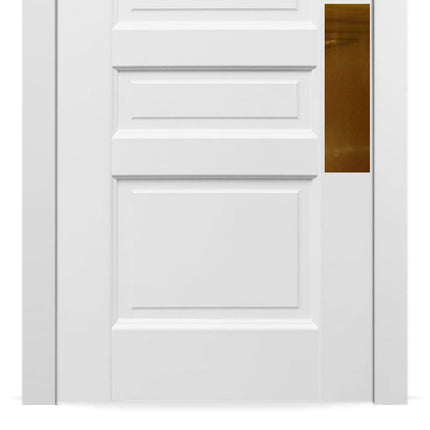 White door with a rectangular Traditional Door Push Plate brass finish - Multiple Finish & Size Options on a white background