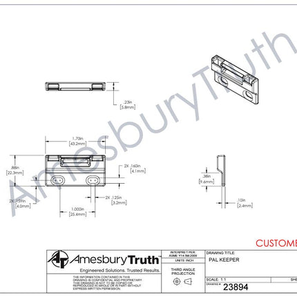 C1010K 23894 Amesbury Truth Positive Action Lock Face Mount