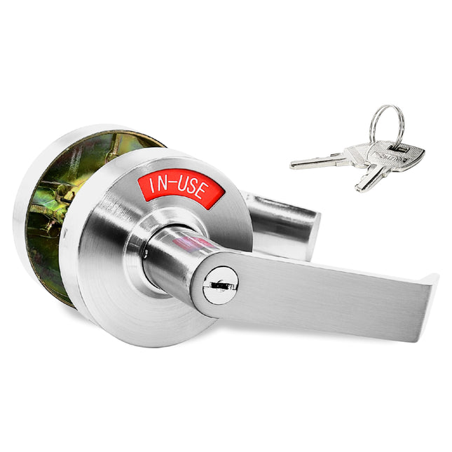 Privacy Indicator Door Lock with Keys in Satin Chrome commercial grade heavy duty