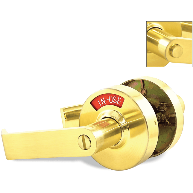 ADA Door Lock with Indicator in Satin Brass - Left-handed