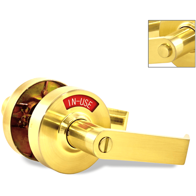 ADA Door Lock with Indicator in Satin Brass - Right-Handed