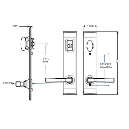 D302 W&F Trilennium Multipoint 6 Inch CTC Replacement Handle Set