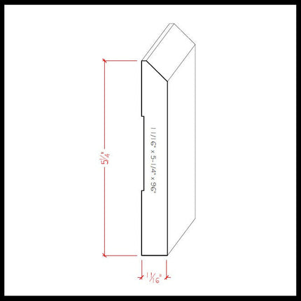 EWBB15 Beveled 5-1/4 inch Tall Baseboard Moulding