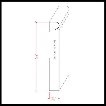 EWBB26 Beaded 5-1/4 inch Tall Baseboard Moulding
