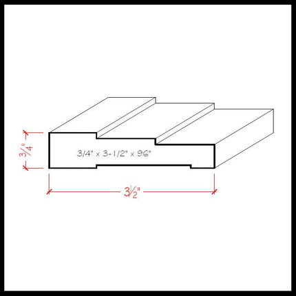 EWCA35 Stepped 3-1/2 inch Casing Trim Moulding CAD drawing with dimensions 