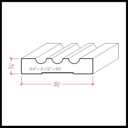 EWCA42 Beveled 3-1/2 inch Casing Trim Moulding CAD Drawing