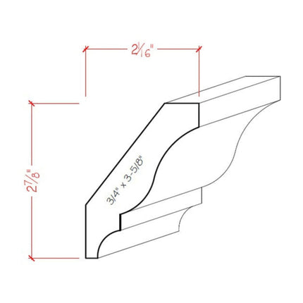 EWCR11 Crown 3/4" x 2-5/8" Unfinished 1-7/8" High x 1-3/4" Deep