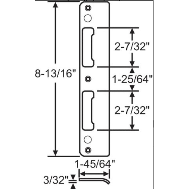 S4019 Hoppe LATCH AND DEADBOLT STRIKE WITH CURVED LIP