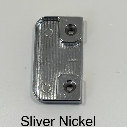 Part number 834 - Hoppe Multi Point 3 point  Striker For Roller style multipoint - Auto. Swinging patio door part. Shown in silver nickel color on white background 