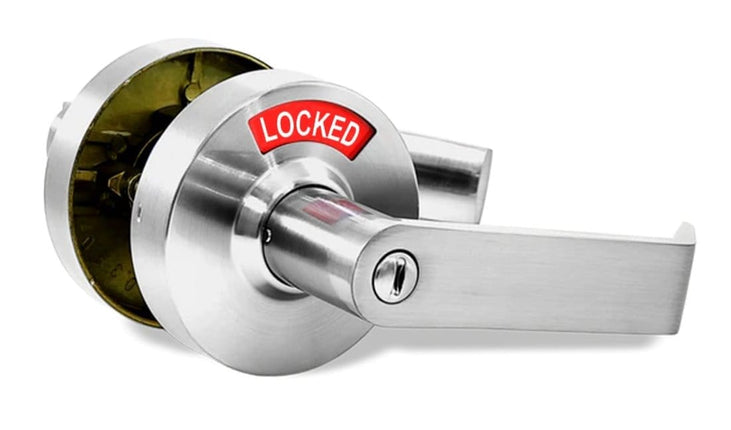 Privacy Door Lock with Occupancy Indicator in Satin Chrome