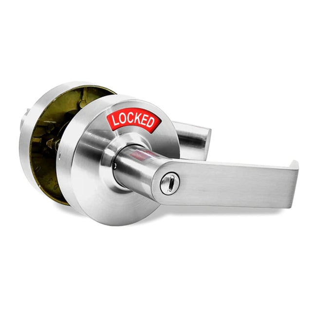 Privacy Door Lock with Occupancy Indicator in Satin Chrome
