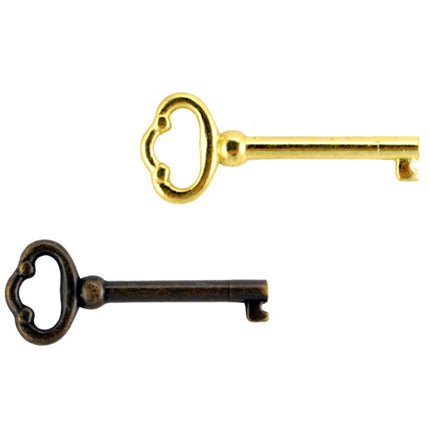 Plain Skeleton Key: A Classic Solution for Antique Furniture Locks. Bright bright and bronze color