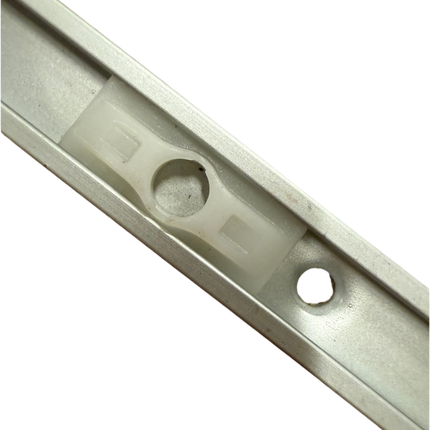S1154 - zoomed in to show more detail of the plastic white shoe that is inserted in the Interlock Assa/Abloy Surface Mount  metal Track