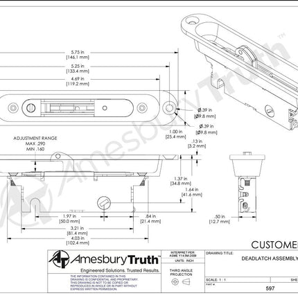 S3011 - Sliding Patio Door Recessed Mount Mortise Lock Box 597