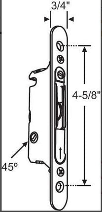 Part Number: C1033 Amesbury Truth DS Surface Mount Mortise Lock 45 Degree latch with face plate Deadlatch Assembly Known Part Number: 555, 555-84 Have known to been used on: Cascade, Sierra Pacific, SuperSeal vinyl sliding sliding patio doors and more