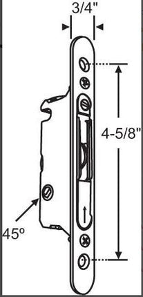 S3029 -Sliding Patio Door Amesbury Truth DS Surface Mount Mortise Lock 45 Degree latch with face plate Deadlatch Assembly